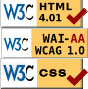 Logotipos de uso de HTML y CSS válidos y cumplimiento de accesibilidad nivel AA.